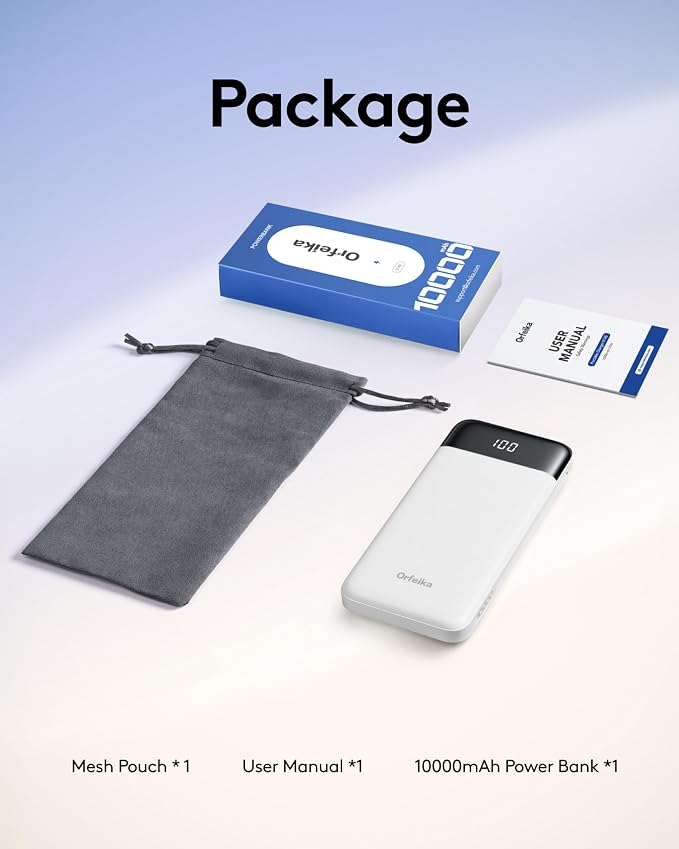 Orfeika Fast Charging Portable Charger Power Bank with Built-in 4 Cables | 10000mAh|Ultra-Slim&Light|Flight-Safe|Power 6 Devices at Once|Battery Pack For iPhone,Samsung,Google|Travel Essentials - Image 8