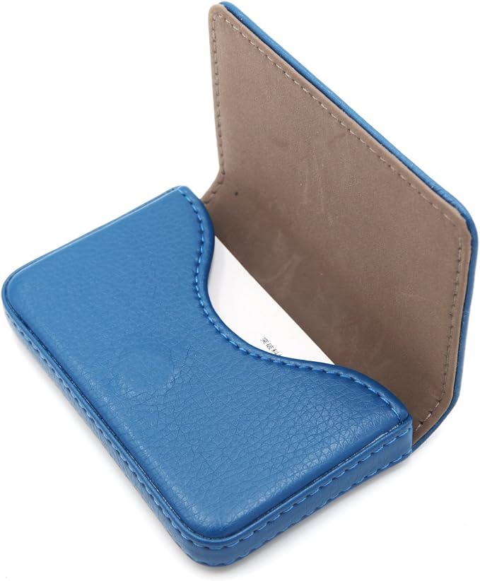 RFID Blocking Wallet - Minimalist Leather Business Credit Card Holder with Magnetic, Blue, Small by AI-DEE