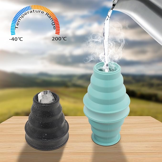 Collapsible Water Bottles 2 Pack 17 oz Silicone Foldable Travel | Portable, Reusable, 500 ml, with Carabiner, for Sport, Hiking, Camping, Running, Black, Blue - Image 6