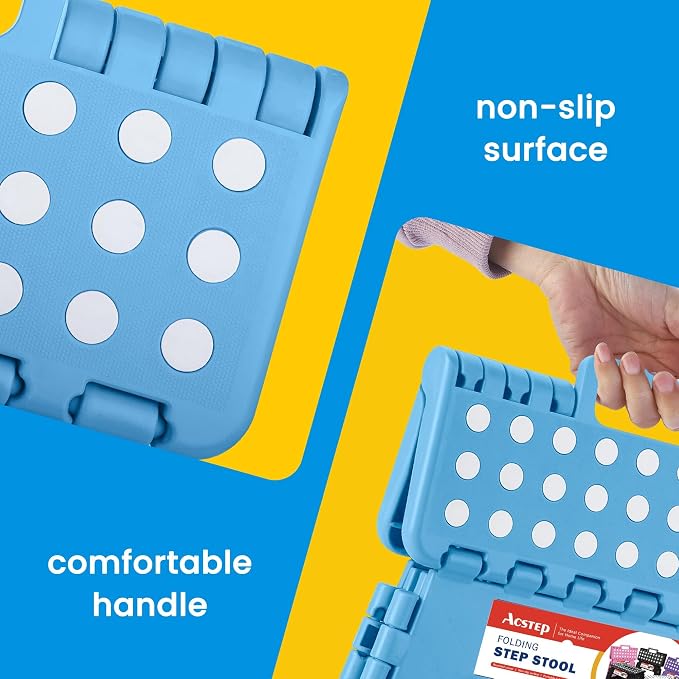 12 Pack 11 Inch Folding Step Stool, Sturdy Plastic Foldable Step Stool for Kids & Adults, Non Slip Lightweight Collapsible Foot Stools Holds 300 lbs, Ideal for Kitchen, Bathroom, Outdoor, Blue - Image 3