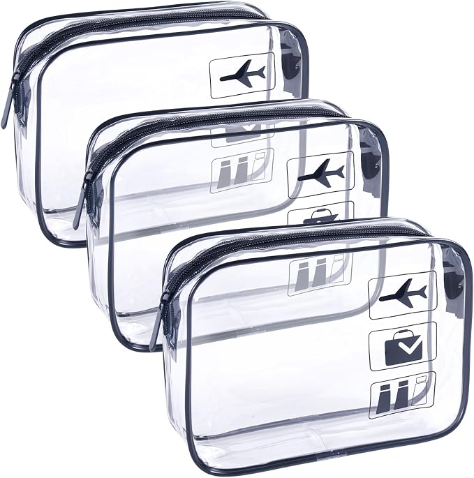 TSA Approved Toiletry Bag 3Pcs,Clear Travel Bags for Toiletries | 3 Pack,Carry on Airport Airline Compliant Bag,Makeup Bags Clear Toiletry bags Quart Size Travel Bag,Black by Unknown