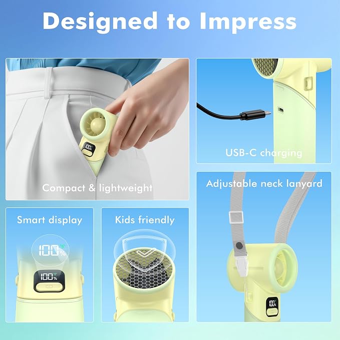 AMACOOL Portable Handheld Turbo Fan丨5 Speed Foldable Hand Fans丨Max 20 Hours Runtime丨Rechargeable Mini Pocket Cooling Fan for Travel, Outdoor Activities, Gifts for Women - Image 7