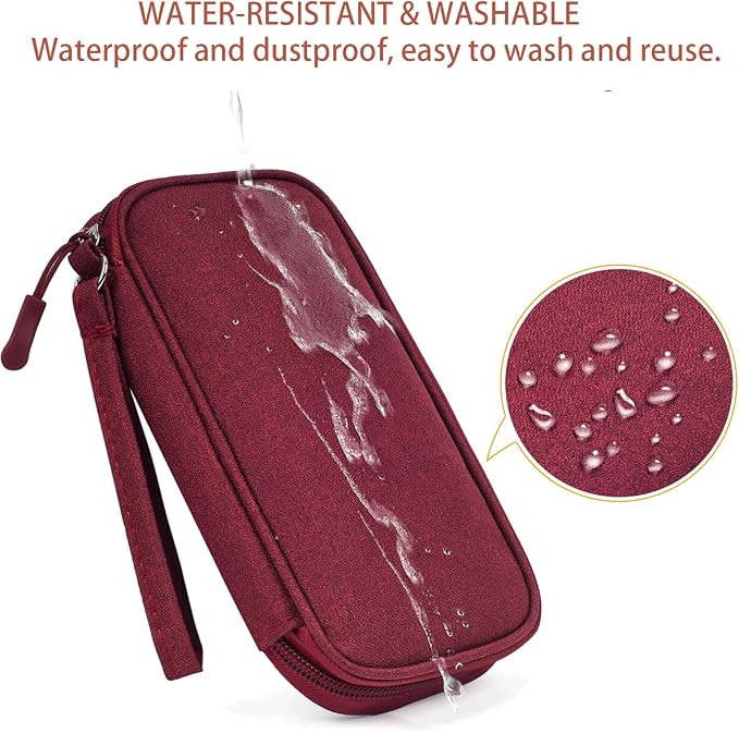 CAAORDKSO Electronic Cord Organizer Travel Case, Electronic Organizer Pouch Bag, Cable Organizer bag Pouch Electronic Accessories Case for Cable, Cord, Charger, Phone, Power Bank, Earphone (Wine Red) - Image 3