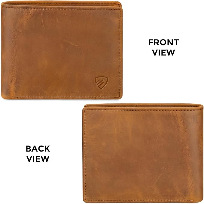RUNBOX Wallet for Men|Slim Bifold Rfid Blocking Leather Wallet|Front Pocket | Genuine Leather,Handmade,8 Card Slots,ID Window,Money Pocket,Coin Pocket, Gift for Men,Minimalist Compact - Image 5