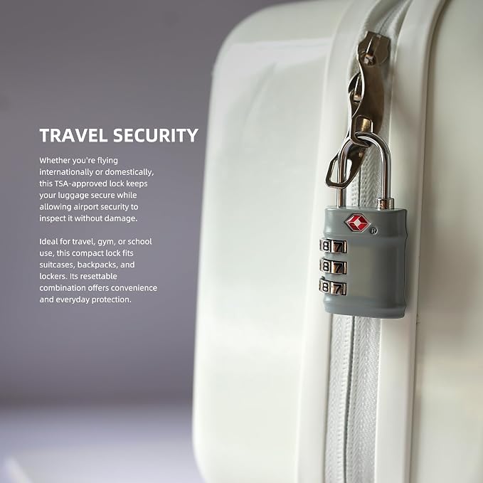 Luggage Locks TSA Approved 2 Pack, Combo Lock for Gym Locker, Small Combination Padlock, Padlock with Code for Travel Essentials, Suitcase, Zipper, Locker, Cabinet, Gun Case, Tool Box - Image 5