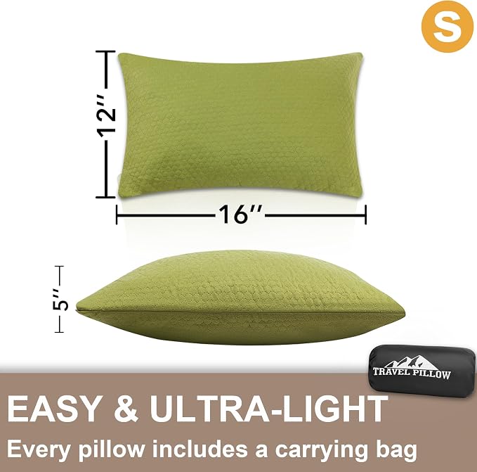 Travel Pillow Backpacking Pillow, Compressible Memory Foam Pillow Breathable Cover for Travel Airplane Hiking and Car - Image 2