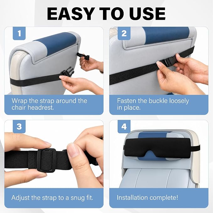 Airplane Eye Mask Head Holder, Double-Sided Sleep Support Soft | Double-Sided Design, Travel Pouch Included, For Airplane & Car And Office Chair,Sleep Holder,Airplane Head Strap For Sleeping - Image 7