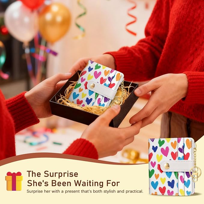 Jogjam Raining Hearts Rfid Women Wallet, Small Slim Thin Credit Card Holder | PU Leather Bifold Cash Zipper Coin Pocket ID Window, for Female Ladies Teen Girls Girly Gifts - Image 7