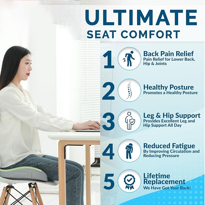 Small Travel Seat Cushion for Airplane,Portable Foldable Seat Cushion,Sciatica Pain Relief with Built-in Handles-Memory Foam Chair Cushions to Enhance Posture & Back Pain,for Car, Office, Gaming ( - Image 5