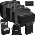 8 Set Packing Cubes for Travel Essentials, Suitcase Organizer Bags, Carry-On Luggage Accessories for Travel Essentials, Must-Have for Airplane, Road Trip & Camping (Black) by GRASSBROOK