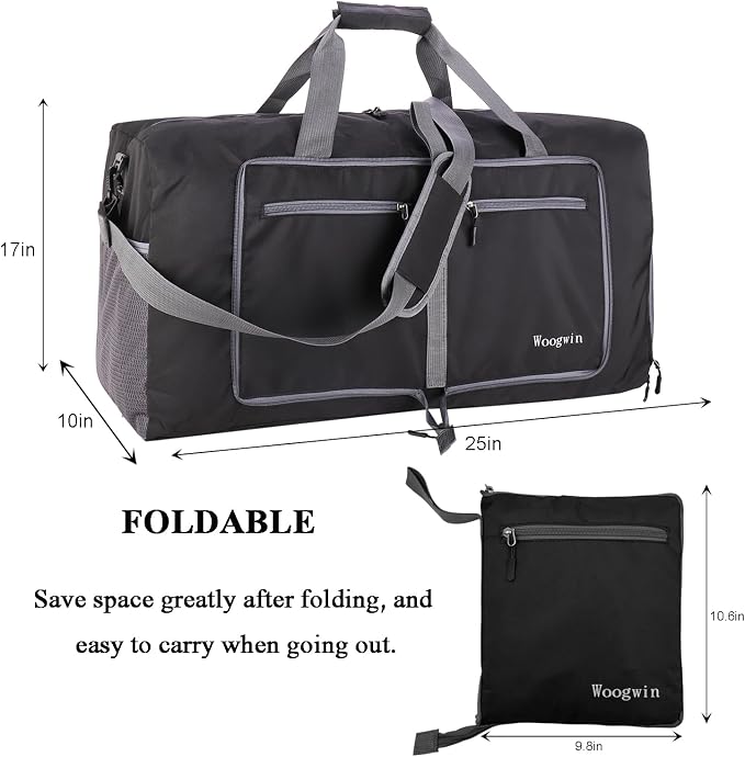 Woogwin Travel Duffel Bag Large Foldable Waterproof Overnight Bag for Beach Swim Bags Pool Sports Gym - Image 2