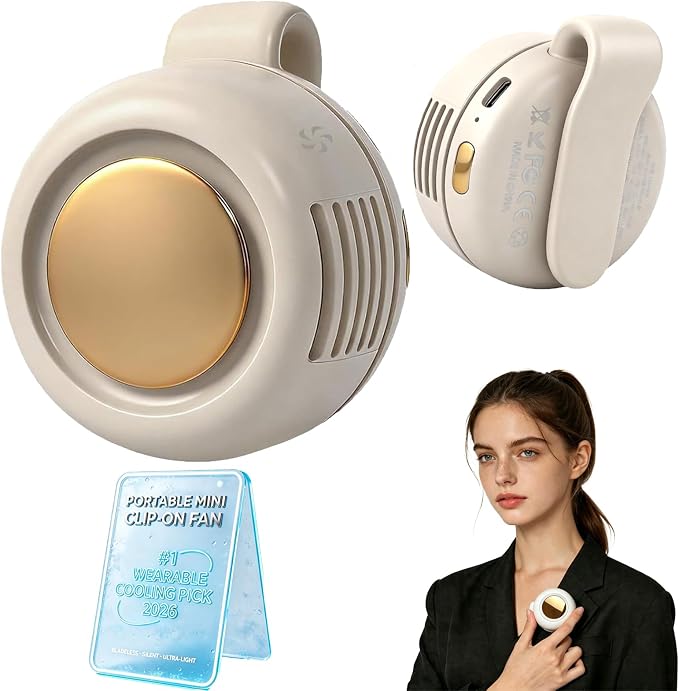 jintion Handheld Fan Portable Neck Waist Personal Mini Clip on Hand Fans Rechargeable Wearable for Shirt Belt That Deliver Refreshing Cool Breeze Under Held Cooling Wind Small 360° Rotatable by Unknown