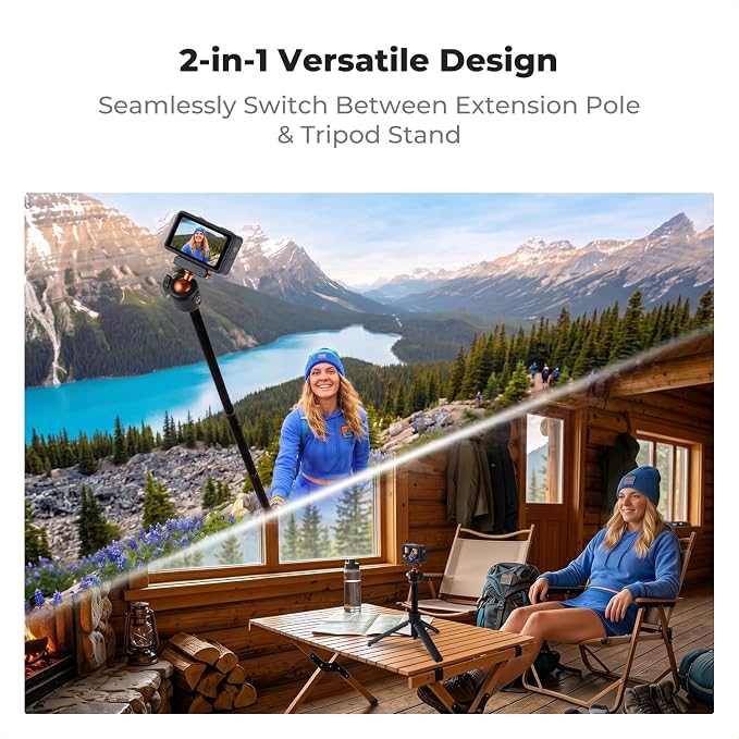 K&F CONCEPT 25.6" Selfie Stick Tripod for DJI Osmo Action 5 Pro | Pop Open Extendable Handle Grip Magnetic Quick-Release Adapter Travel Video Shooting Stand for Osmo Action 3/4/Osmo 360 MS78 - Image 7