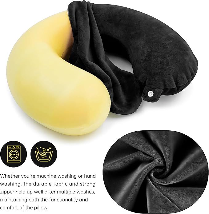 2 Packs Travel Neck Pillow Cover, Reusable U Shaped Washable Cover (Black) - Image 7