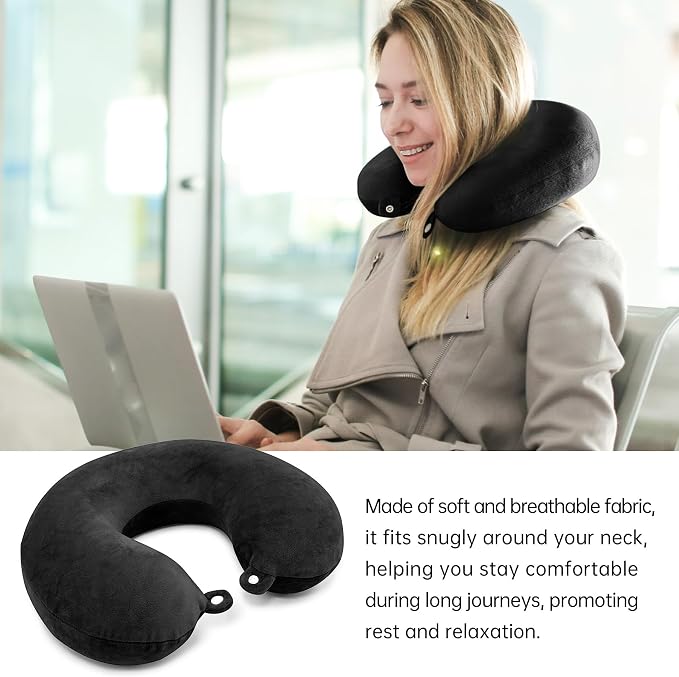 2 Packs Travel Neck Pillow Cover, Reusable U Shaped Washable Cover (Black) - Image 4