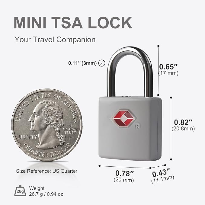 Luggage Locks TSA Approved 4 Pack, TSA Locks for Luggage International Travel Essentials, Small Padlock with Key, Keyed Alike Mini Padlock for Suitcase, Backpack, Bag, Zipper, Case, Box - Image 4