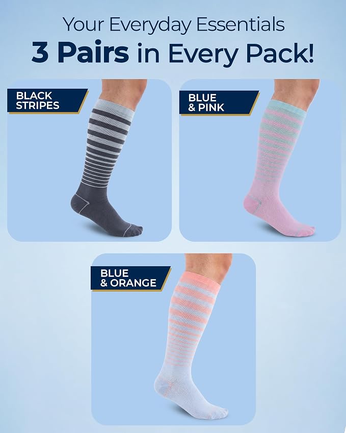 Pembrook 3 Pairs Plus Size Compression Socks Wide Calf - Bamboo Viscose Compression Socks for Women Wide Calf - Image 5