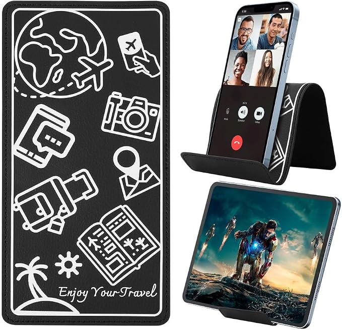 Airplane Travel Essentials for Flying Flex Flap Cell Phone Holder &Flexible Stand for Flying, Traveling, in-Flight, Zoom Video Calls, Books – Airplane Travel Essential, Red by FEFUE