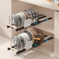 Magheo 2 Pack Pull Out Pots and Pans Organizer Under Cabinet, 22" Deep Expandable Pot Lid Organizer and Storage with 10 Adjustable Dividers Adhesive Pot and Pan Holder Rack with Handle Bracket(Black) by MAGHEO