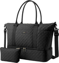 HOTOR Travel Duffel Bag - Weekender Bags for Women, Carry On Gym Tote Bags | with Toiletry Bag & Shoe Compartment, Overnight Bag for Travel Essentials and Travel Accessories, Black, 15.8"×18.1"×8.7" by HOTOR
