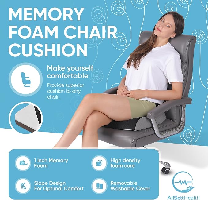 Large Seat Cushion (19” x 17” x 3”) Memory Foam for Office Chair, Wheelchair Cushions, Floor Pillow | Cushion Back Pain Coccyx Pain Relief | Plush Velvet Cover with Carry Handle - Image 2