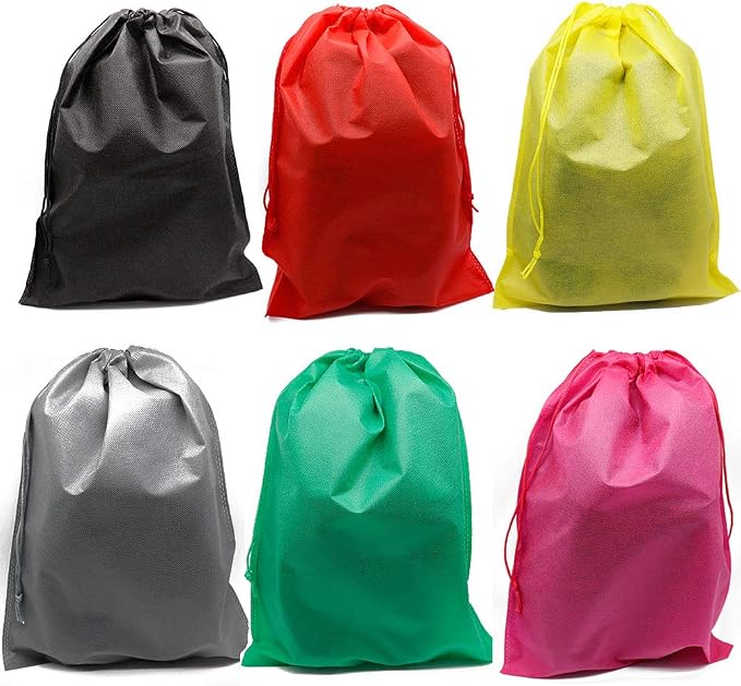 Pack of 10 Travel Shoe Bags, Portable Travel Non-Woven Shoe Packing Organizers Tote Bags w/Drawstring For Men and Women, 15.3"x11.5" (Multicolor) - Image 6