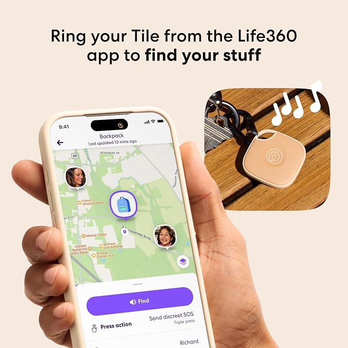 Life360 Tile - Bluetooth Tracker, Keys Finder and Item Locator for Keys, Bags and More. Phone Finder. Both iOS and Android Compatible. 1-Pack (Seaglass) - Image 3