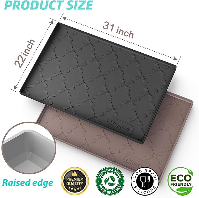 Waterproof Under Sink Mat 31" x 22" Kitchen Cabinet Liner Silicone | BPA-Free Silicone Mat with Raised Lip Protects Cabinets from Leaks, Versatile Home Organizer for Bathroom, Pets, Boots, Floor - Image 3