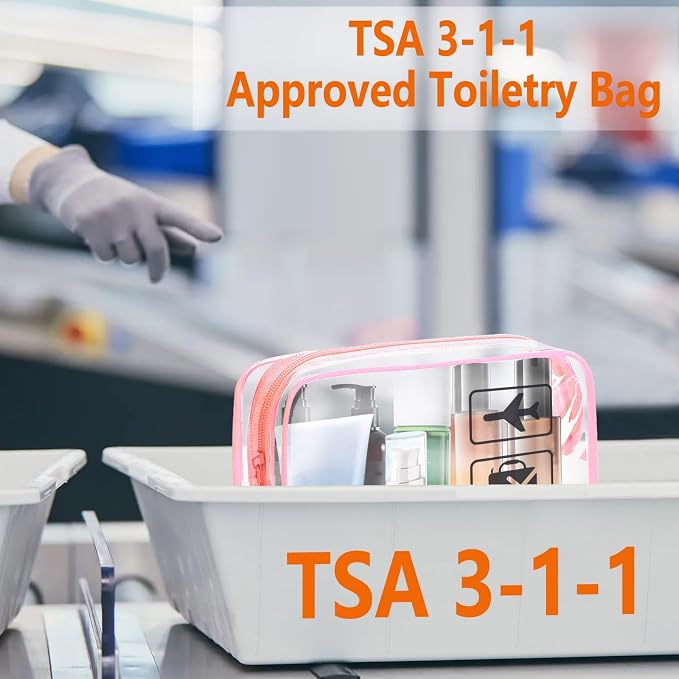 TSA Approved Toiletry Bag 3 Pack,Clear Travel Bags for Toiletries | Carry on Airport Airline Compliant Bag ,Clear Makeup Bags Toiletry bags Quart Size Travel Bag, Pink - Image 5