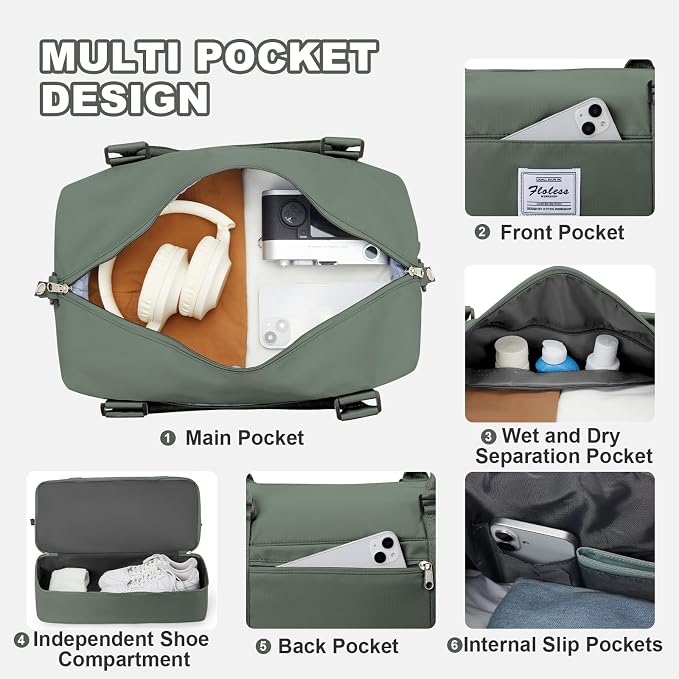 Travel Duffel Bag, Sports Tote Gym Bag, Shoulder Weekender Overnight Bag for Women - Image 6