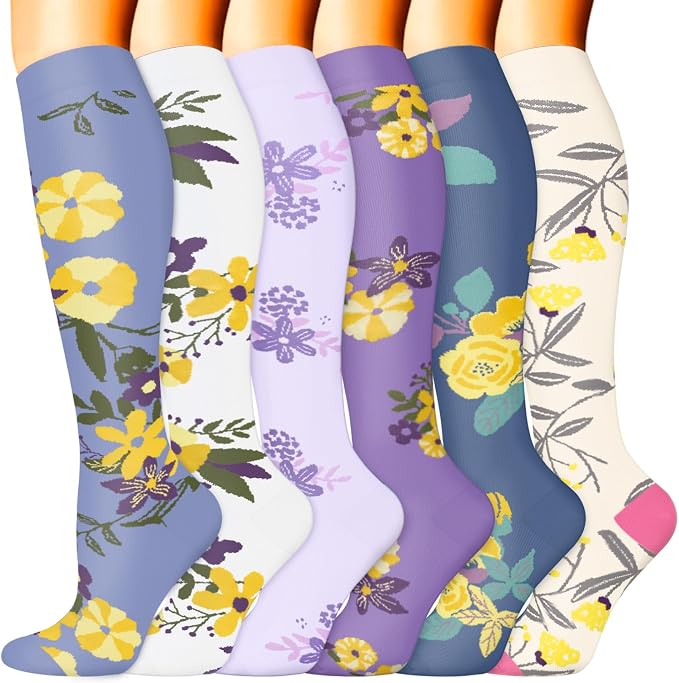 Sooverki Compression Socks for Women & Men 6 Pairs is Best Supportive Knee High Stockings for Circulation, Travel, Nurses by Sooverki