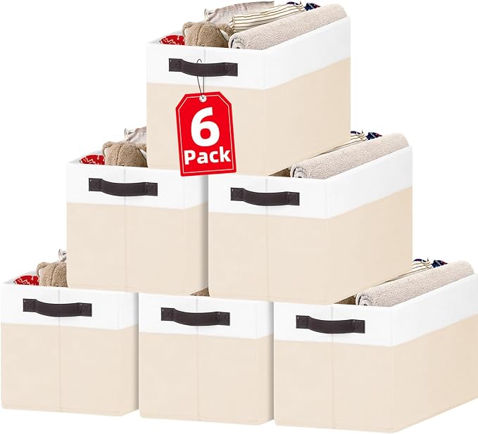 6 Pack Large Toy Box Chest, Collapsible Sturdy Toy Storage Organizer Bins Baskets for Kids, Boys, Girls, Nursery, Playroom, Shelf Baskets for Lego Puzzle Balls, Game Organizer (14L*10W*9.5H) by Criusia