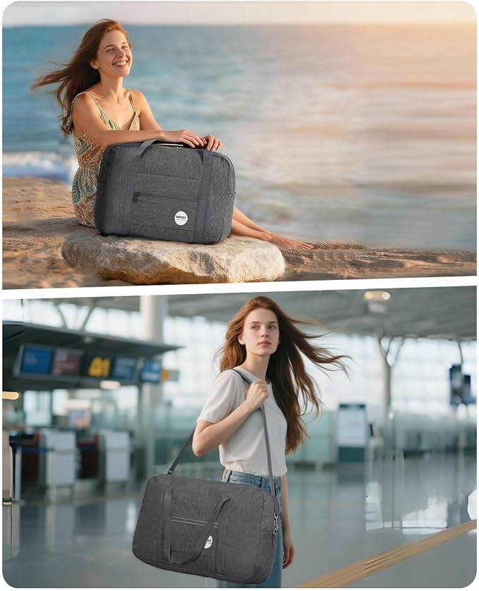 WANDF Personal Item Travel Bag, Carry On Duffle Bag Women | 18x14x8 inches, Airline Underseat Aprroved, Weekend Overnight Trips, Lightweight Packable - Image 2
