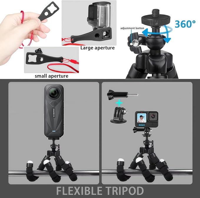 Accessories Kit for AKASO EK5000 EK7000 4K WiFi Action Camera | Accessories for Go Pro Hero 13 12 11 10 9 8 7 6 5/Session 5 SJ4000 SJ5000 Insta 360 X5 X4 Air ACE Pro 2(16-in-1) - Image 7
