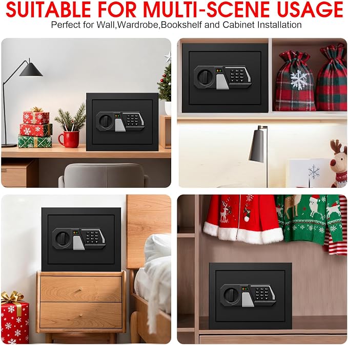 1.3 Cub Small Safes for Home Use Fire and Water Proof, Digital Security Fireproof Safe Box with Combination Lock, Smart Alarm System and Removable Shelf, Fire Safe for Home Documents Valuables - Image 9
