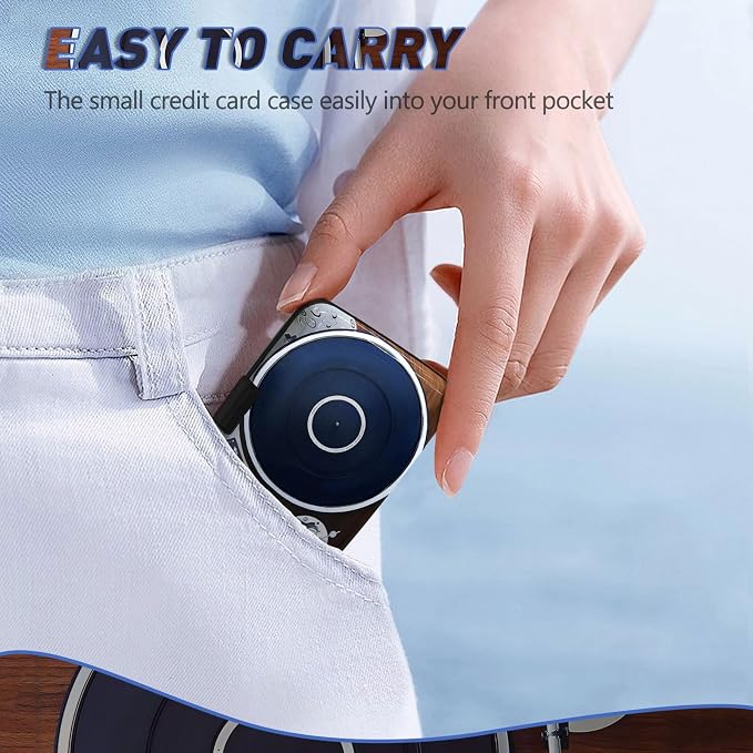 Credit Card Holder, Mini RFID Small Aluminum Card Wallet Business Card Case | Blocking Slim Metal RFID Blocking Front Pocket Wallet Hard Case Durable CC Holder for Women Men, Retro Music Player - Image 6
