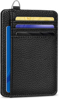 Yonlevres Credit Card Holder Women Slim RFID Blocking Wallet Small Black | Front Pocket, Handy, RFID Blocking, Woman Girls Ladies Gifts, D-ring for Keychain,Thin Mini Card Case, ID Window, PU Leather by Yonlevres