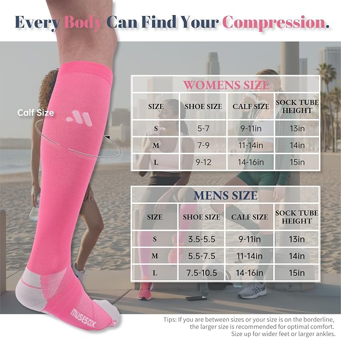 Compression Socks for Women and Men,Mild Support(3 Pairs) Unisex | Knee High,Graduated Compression,L/R Foot Labels,Breathable Fabric,Best for Flying/Nurses/Travel/Cycling/Pregnancy/Daily Wear - Image 6