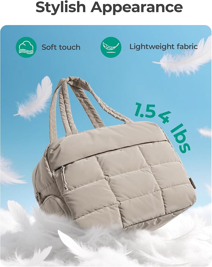 BAGSMART Gym Bag for Women, Carry on Travel Duffel Bag, Water-resistant Weekender with Shoe Compartment for Gym Travel Work, Khaki, Large - Image 7