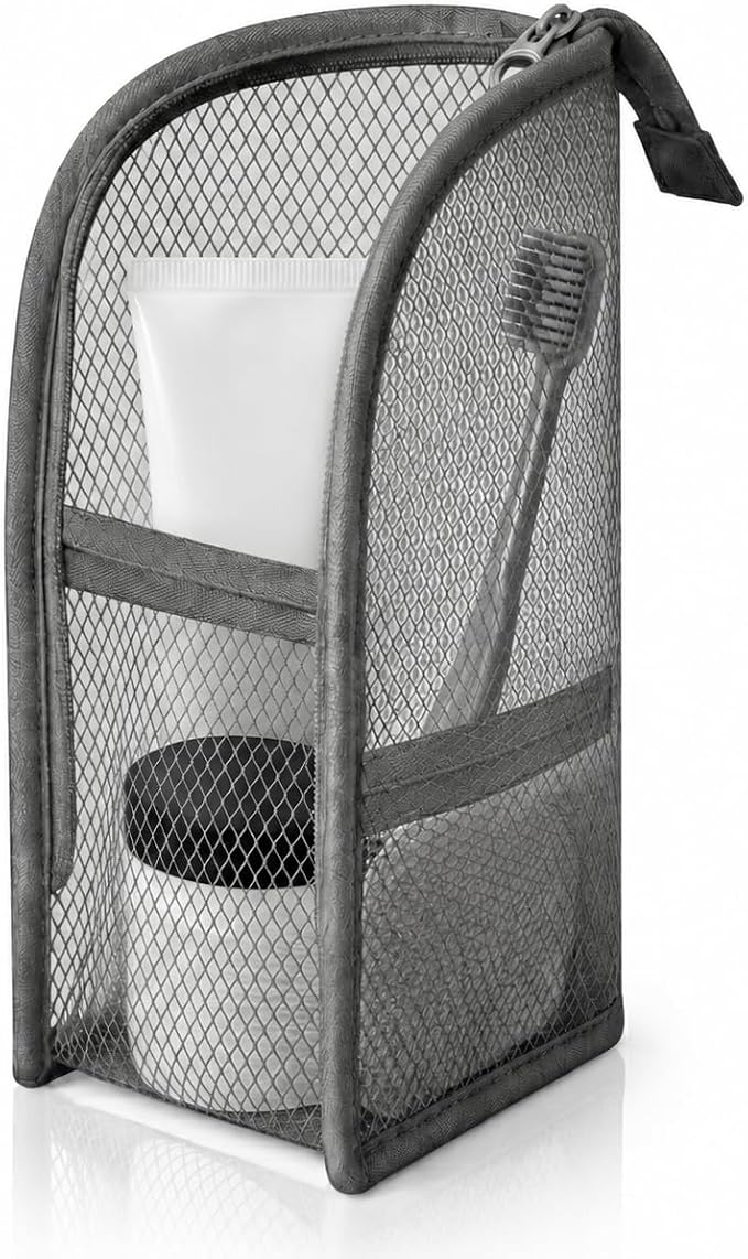 Standing Toiletry Bag for Travel & Gym – Lightweight Waterproof Travel Makeup Bag Organizer, Self-Standing Portable Toiletry Pouch for Weekend Trips Business Daily Use,Grey by Unknown