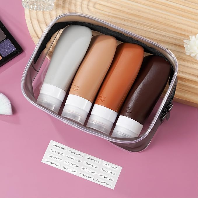 INSFIT Travel Bottles for Toiletries, TSA Approved 3oz Travel Size Containers, BPA Free Leak Proof Squeezable Silicone Tubes for Shampoo Conditioner Lotion Body Wash with Labels - Image 7