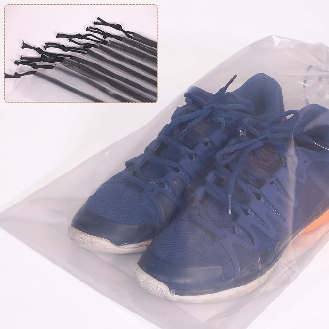 DIOMMELL Set of 24 Transparent Shoe Bags for Travel Large Clear Shoes Storage Organizers Pouch with Rope for Men and Women - Image 3