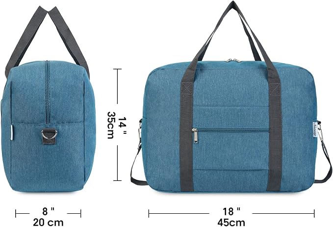 For Spirit Airlines Personal Item Bag 18x14x8 Foldable Travel Duffel Bag Tote Foldie Duffle Carry on Luggage for Women and Men 30L (Navy Blue (With Shoulder Strap)) - Image 4