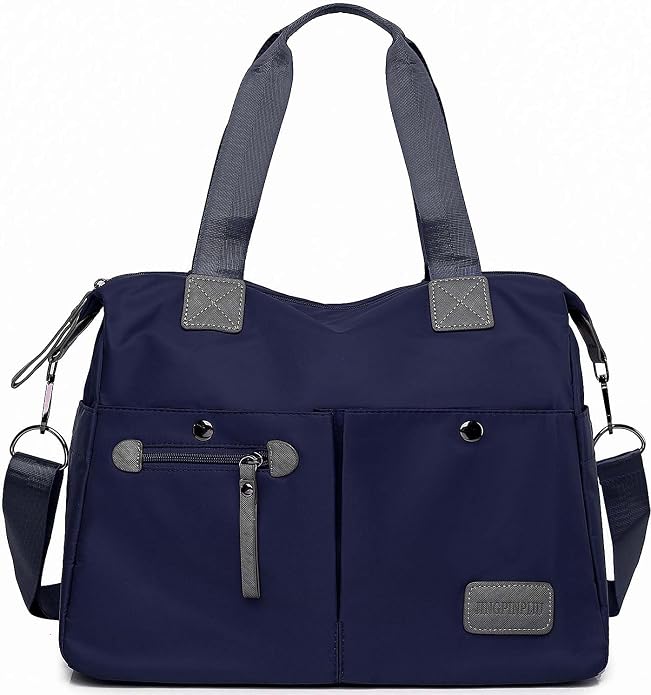 Tote Bag for Women,Multi Pockets Shoulder Handbag,Nurse Bag for Work,Large Cross body Purse,Fashion Nylon Top Handle Satchel by YouNuo