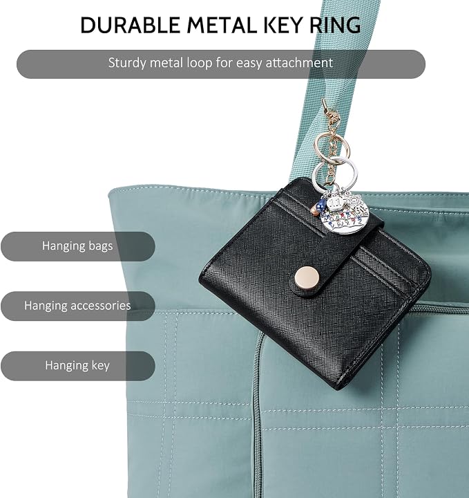 POIUGOYA Slim Wallet for Women,RFID Blocking Bifold Credit Card Holder with Zipper Coin Pocket,ID Window,Keychain - Image 6