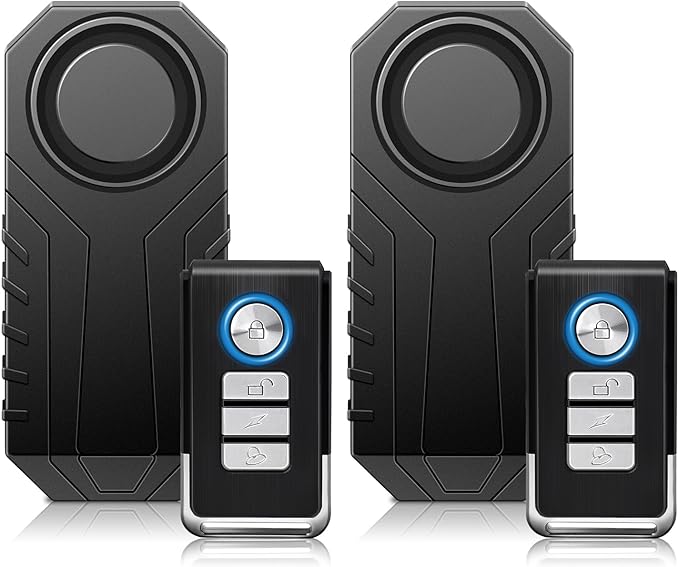 Wireless 113dB Bicycle Alarm with Remote 2Pack | Bike Alarm System Anti Theft,IP65 Waterproof,Vibration Motion Sensor,for Motorcycle,Scooter,Moped,Tricycle,Mobility by KCMYTONER