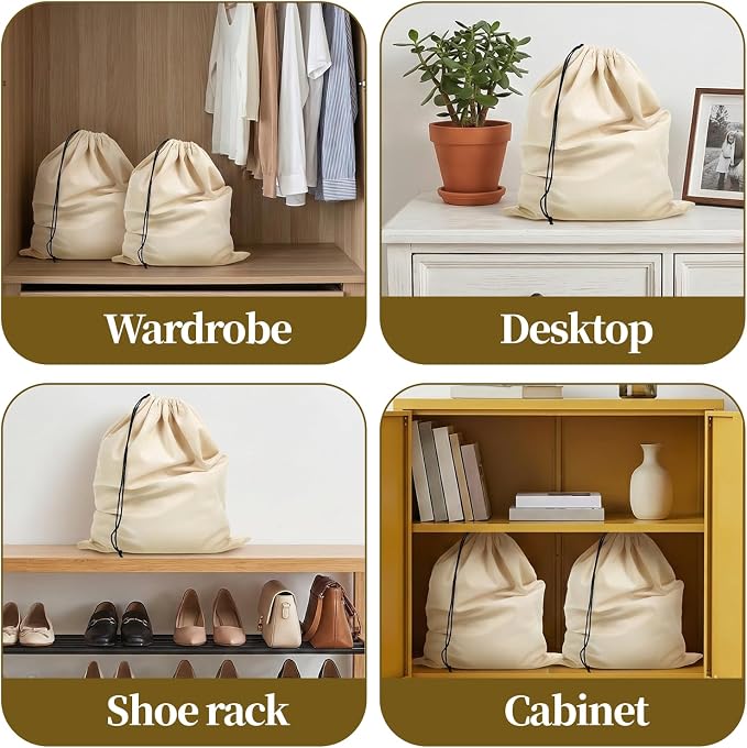 2 Piece 17.7" x 13.8" Travel Shoe Bags for Packing, Breathable Dust-Proof Drawstring Storage Pouch Bag, Flannel Shoe Pouch for Shoes, Toys, Purses, Handbags & Handbags - Image 4