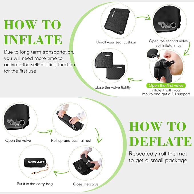 Inflatable Seat Cushion, Portable Self-Inflating Stadium Seat Cushion - Image 5
