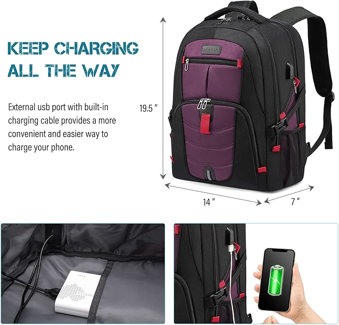 LOVEVOOK Large Laptop Backpack for Men,17.3Inch Heavy Duty Travel Backpack | TSA-Friendly with Anti-Theft,Carry On Flight Approved,College Work Bookbag,Water Resistant Business Backpack for Men Women - Image 4
