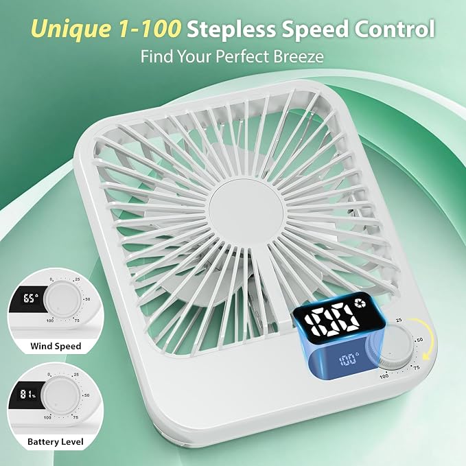 Portable Travel Fan for Cruise Approved, 4000mAh Cruise Essentials 2026 Rechargeable Fan100 Speed Wind Adjustable, Small Travel Essentials for Hotel Beside Sleeping Cruise Ship Must Haves - Image 5